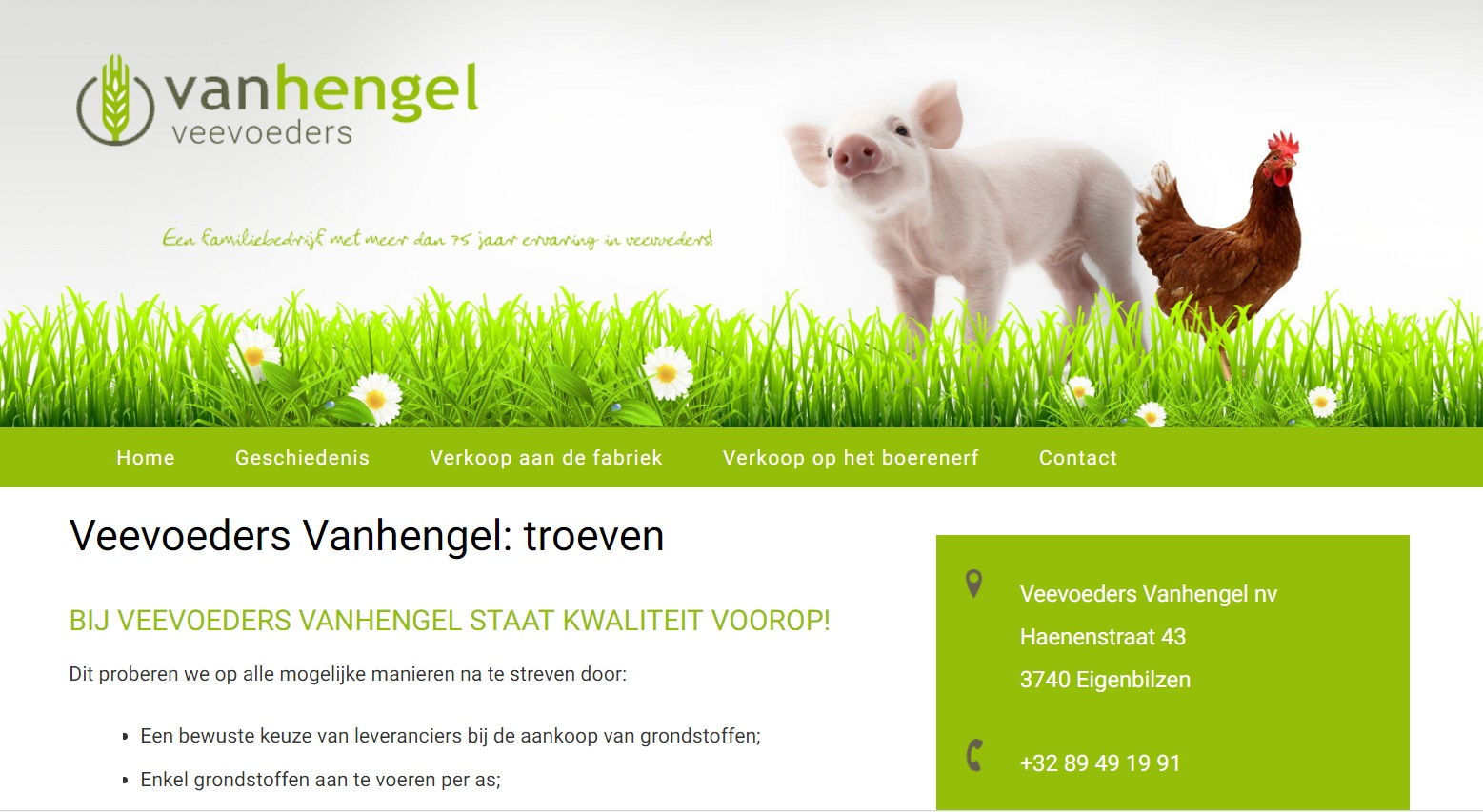 Veevoeders Vanhengel | Webdesign Bilzen