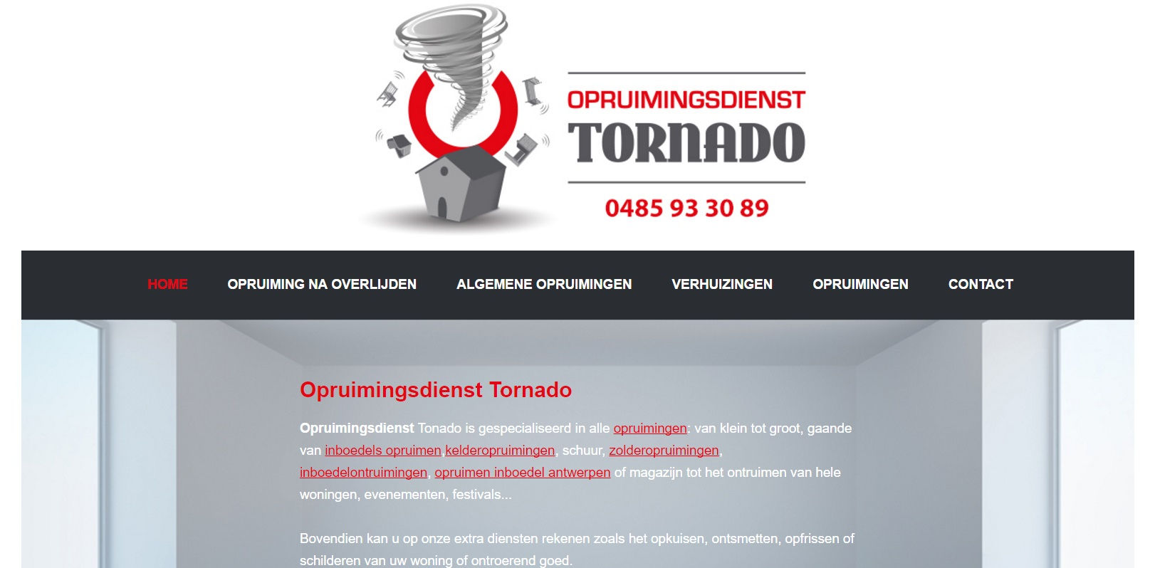 Opruimingsdienst Tornado | Webdesign Antwerpen